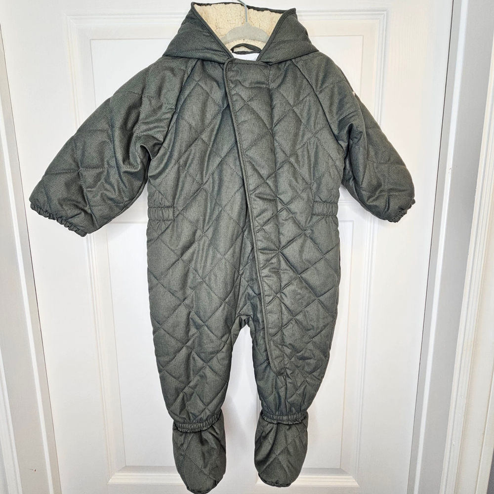 Columbia Baby Snowsuit 6-12M Quilted Bunting Suit Puffer Cozy Olive Green